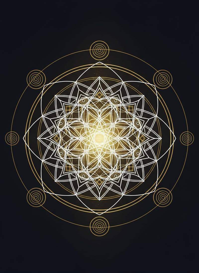 Mandala aus heiliger Geometrie, die die 256 Odu symbolisiert